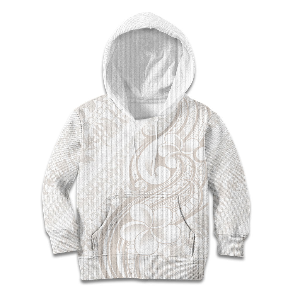 Hawaii Plumeria Lokelani Pikake Lei Kid Hoodie Sandy Beige Polynesian Tattoo LT9 Hoodie Beige - Polynesian Pride