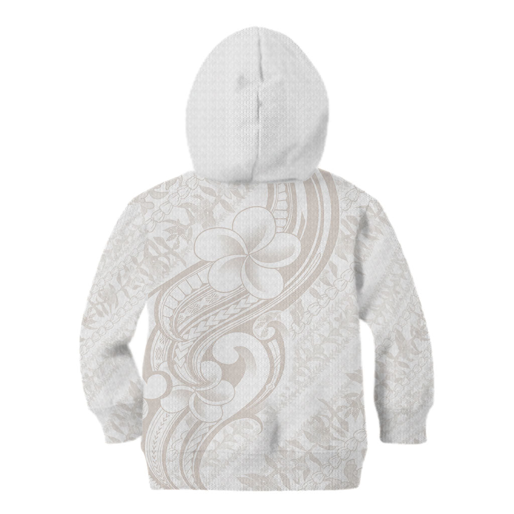 Hawaii Plumeria Lokelani Pikake Lei Kid Hoodie Sandy Beige Polynesian Tattoo LT9 - Polynesian Pride