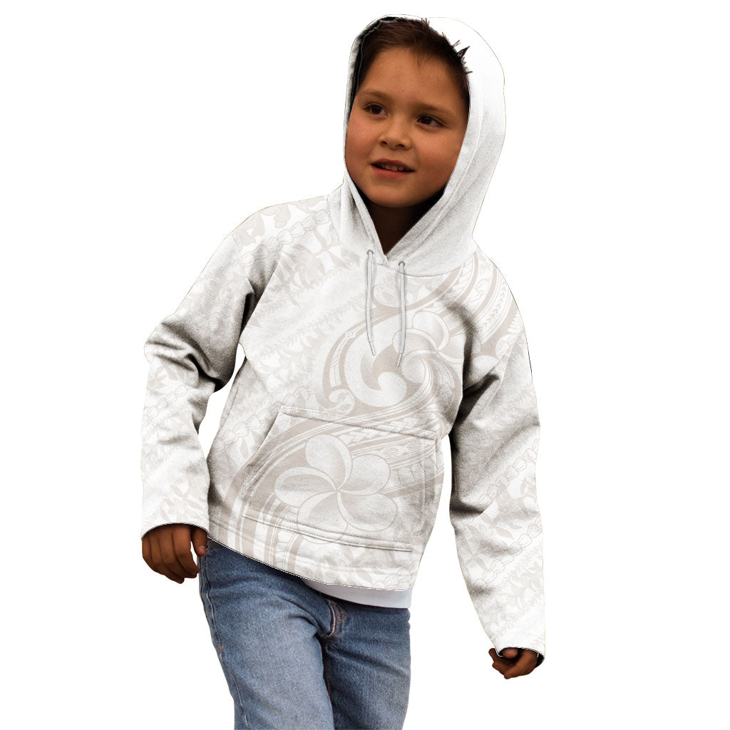 Hawaii Plumeria Lokelani Pikake Lei Kid Hoodie Sandy Beige Polynesian Tattoo LT9 - Polynesian Pride