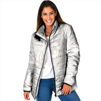 Hawaii Plumeria Lokelani Pikake Lei Padded Jacket Sandy Beige Polynesian Tattoo