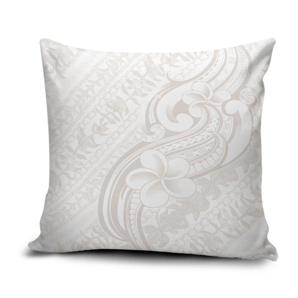 Hawaii Plumeria Lokelani Pikake Lei Pillow Cover Sandy Beige Polynesian Tattoo