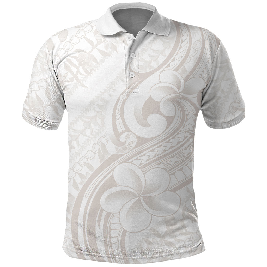 Hawaii Plumeria Lokelani Pikake Lei Polo Shirt Sandy Beige Polynesian Tattoo LT9 Beige - Polynesian Pride
