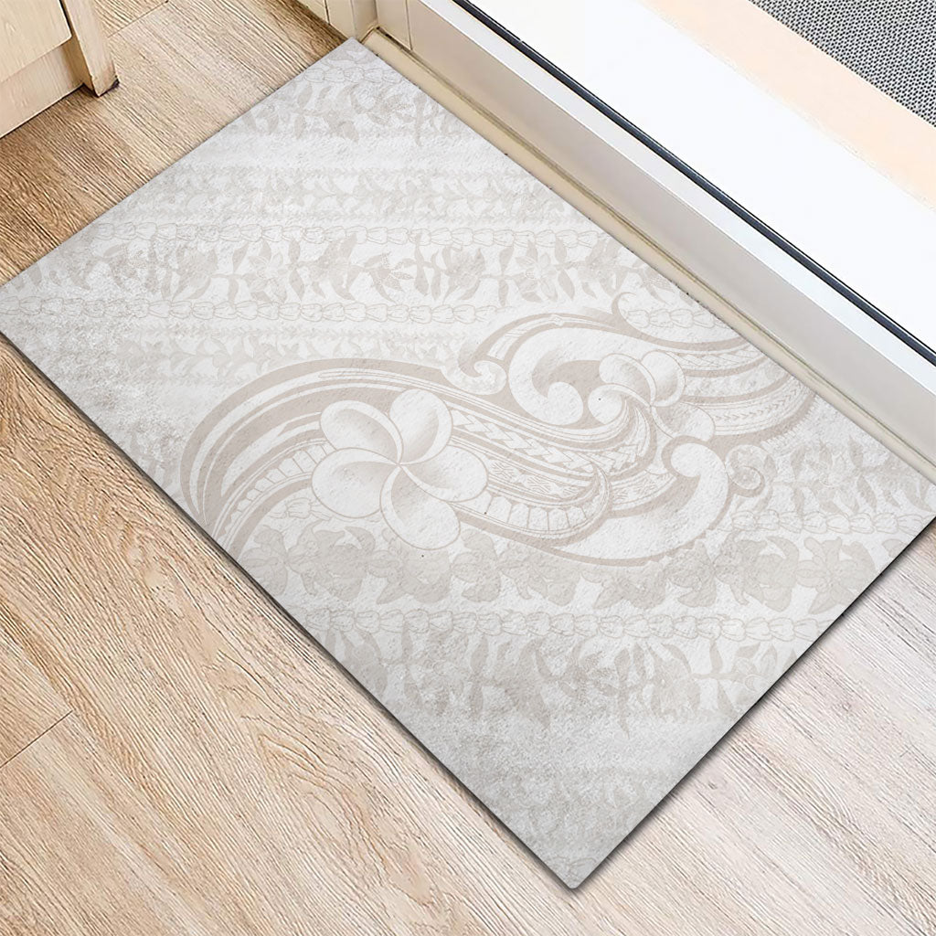 Hawaii Plumeria Lokelani Pikake Lei Rubber Doormat Sandy Beige Polynesian Tattoo