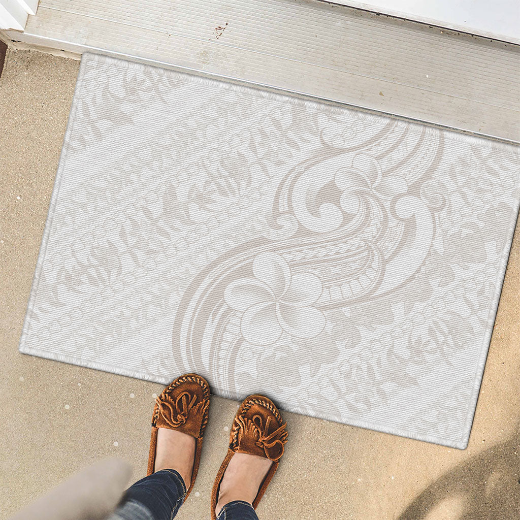 Hawaii Plumeria Lokelani Pikake Lei Rubber Doormat Sandy Beige Polynesian Tattoo