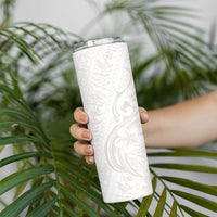 Hawaii Plumeria Lokelani Pikake Lei Skinny Tumbler Sandy Beige Polynesian Tattoo