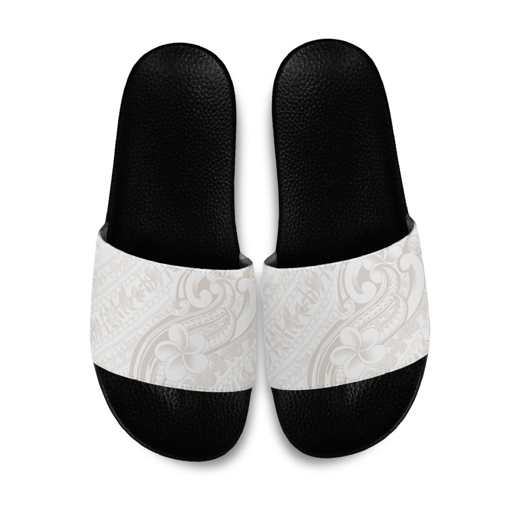 Hawaii Plumeria Lokelani Pikake Lei Slide Sandals Sandy Beige Polynesian Tattoo