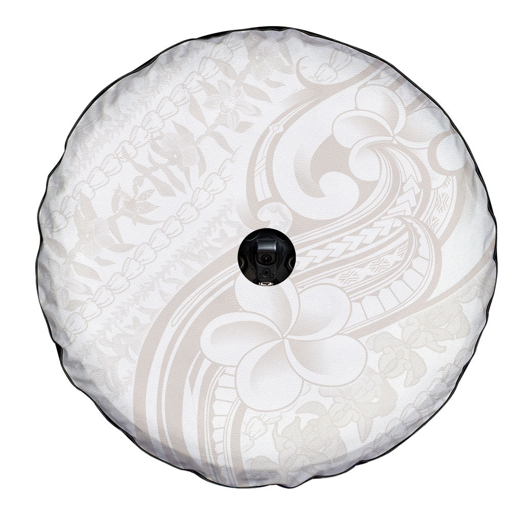 Hawaii Plumeria Lokelani Pikake Lei Spare Tire Cover Sandy Beige Polynesian Tattoo