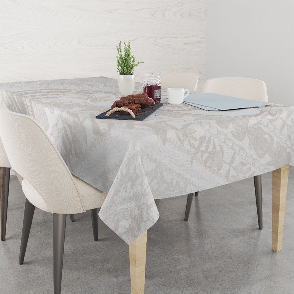 Hawaii Plumeria Lokelani Pikake Lei Tablecloth Sandy Beige Polynesian Tattoo