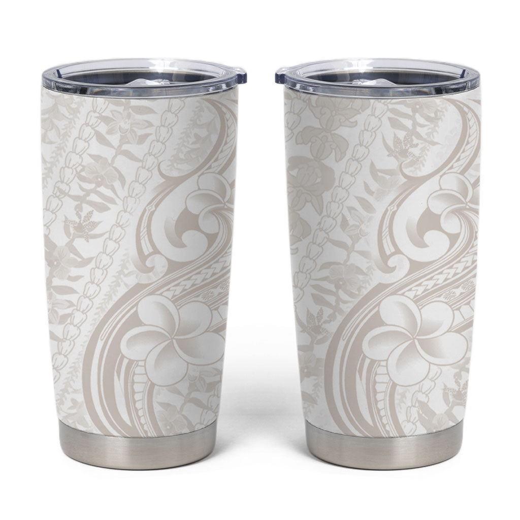 Hawaii Plumeria Lokelani Pikake Lei Tumbler Cup Sandy Beige Polynesian Tattoo LT9 Beige - Polynesian Pride
