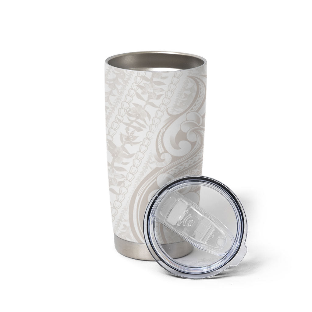 Hawaii Plumeria Lokelani Pikake Lei Tumbler Cup Sandy Beige Polynesian Tattoo LT9 - Polynesian Pride