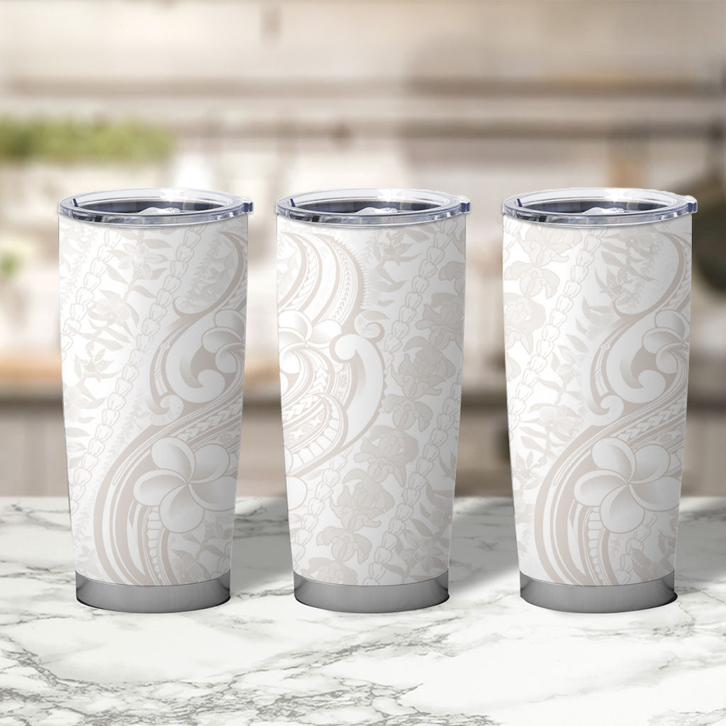 Hawaii Plumeria Lokelani Pikake Lei Tumbler Cup Sandy Beige Polynesian Tattoo LT9 - Polynesian Pride