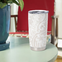 Hawaii Plumeria Lokelani Pikake Lei Tumbler Cup Sandy Beige Polynesian Tattoo LT9 - Polynesian Pride