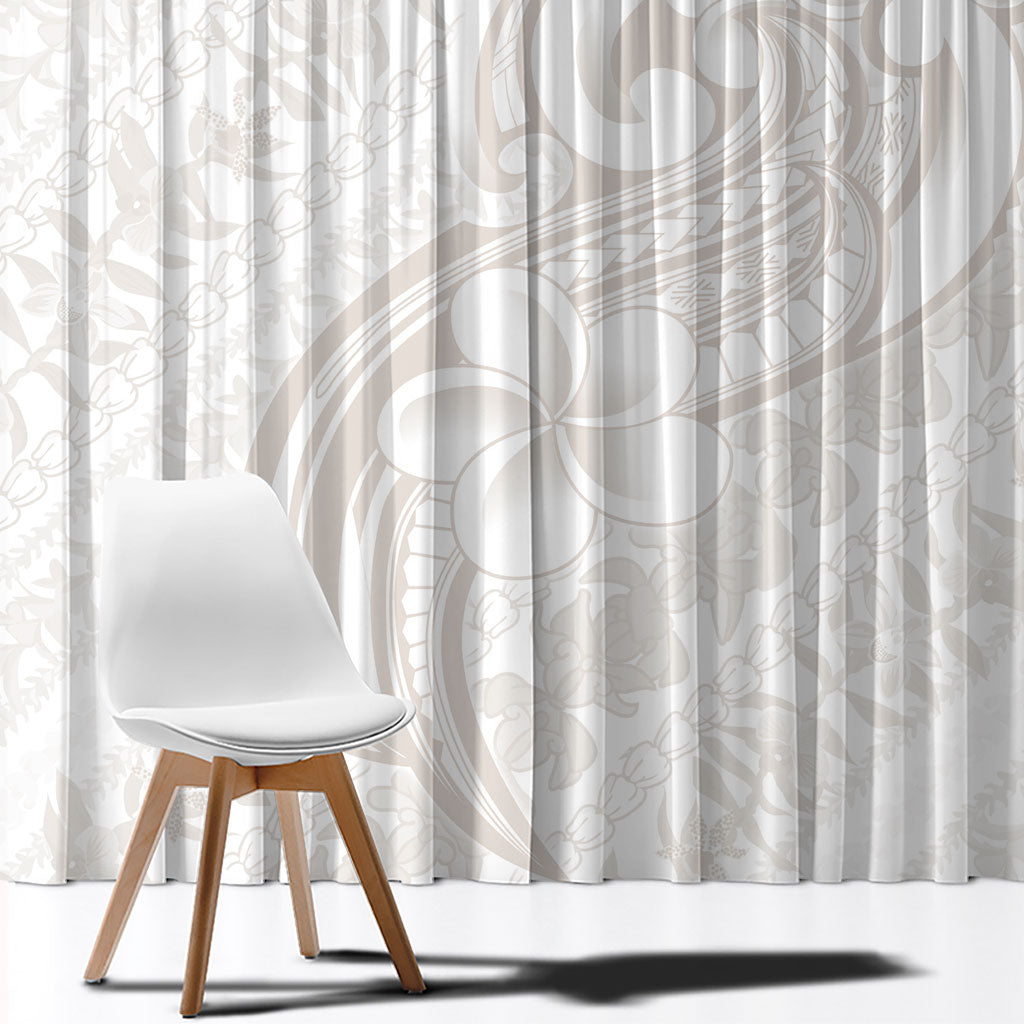 Hawaii Plumeria Lokelani Pikake Lei Window Curtain Sandy Beige Polynesian Tattoo