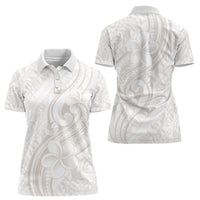 Hawaii Plumeria Lokelani Pikake Lei Women Polo Shirt Sandy Beige Polynesian Tattoo