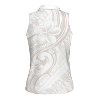 Hawaii Plumeria Lokelani Pikake Lei Women Sleeveless Polo Shirt Sandy Beige Polynesian Tattoo