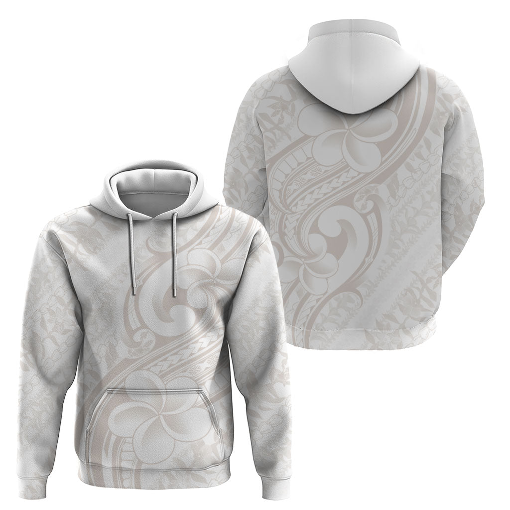 Hawaii Plumeria Lokelani Pikake Lei Zip Hoodie Sandy Beige Polynesian Tattoo