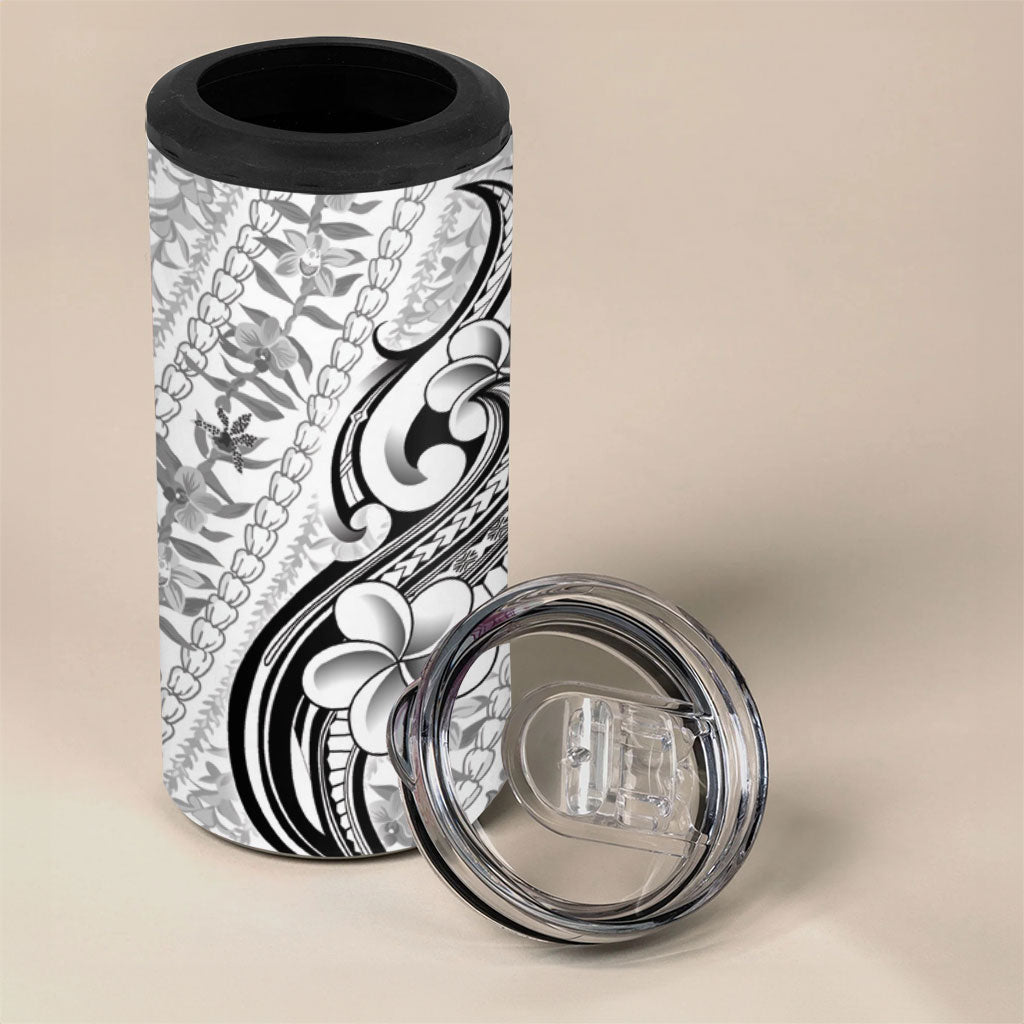 Hawaii Plumeria Lokelani Pikake Lei 4 in 1 Can Cooler Tumbler Ele'ele Polynesian Tattoo