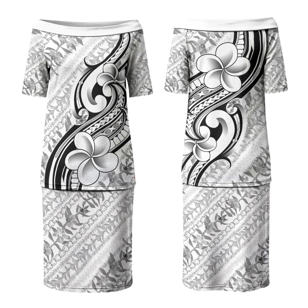 Hawaii Plumeria Lokelani Pikake Lei Couples Matching Puletasi and Hawaiian Shirt Ele'ele Polynesian Tattoo LT9 - Polynesian Pride