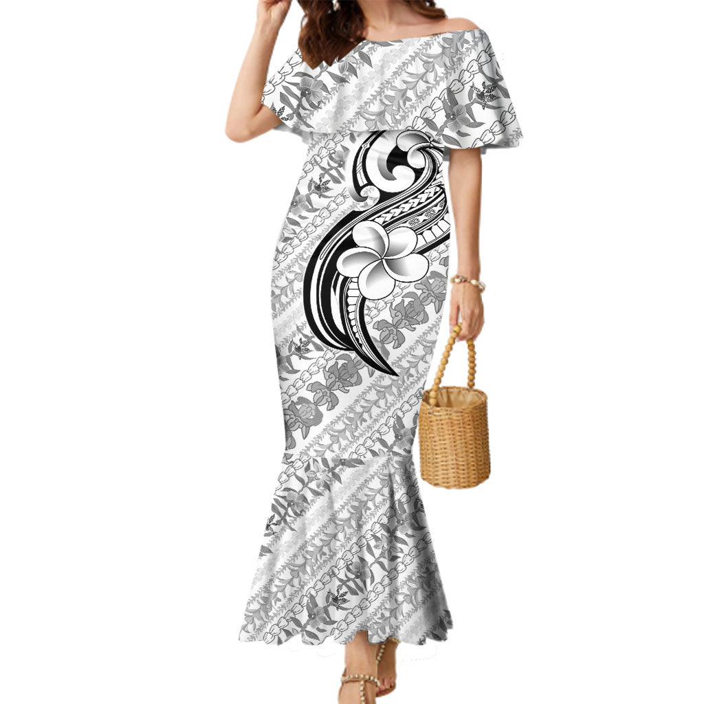 Hawaii Plumeria Lokelani Pikake Lei Family Matching Mermaid Dress and Hawaiian Shirt Ele'ele Polynesian Tattoo