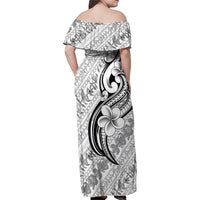 Hawaii Plumeria Lokelani Pikake Lei Family Matching Off Shoulder Maxi Dress and Hawaiian Shirt Ele'ele Polynesian Tattoo