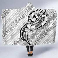 Hawaii Plumeria Lokelani Pikake Lei Hooded Blanket Ele'ele Polynesian Tattoo LT9 One Size Black - Polynesian Pride