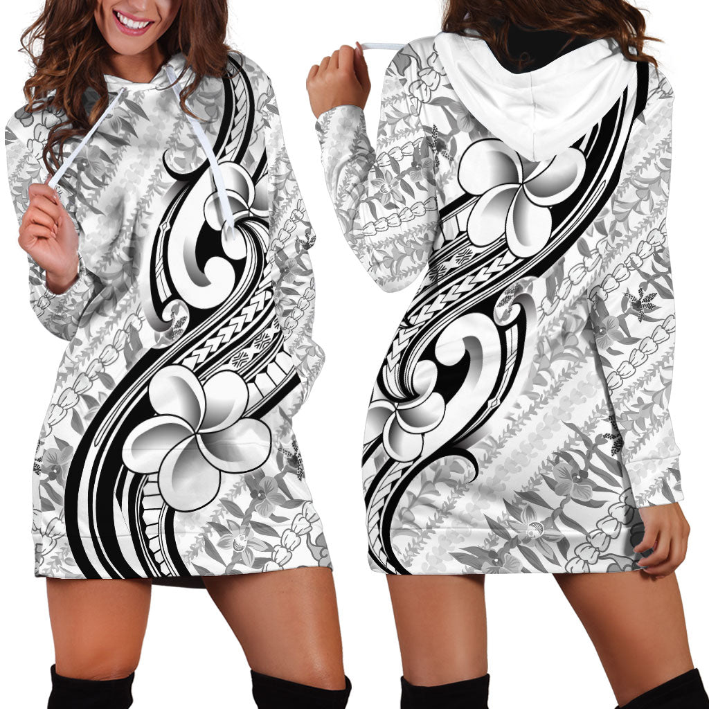 Hawaii Plumeria Lokelani Pikake Lei Hoodie Dress Ele'ele Polynesian Tattoo LT9 - Polynesian Pride