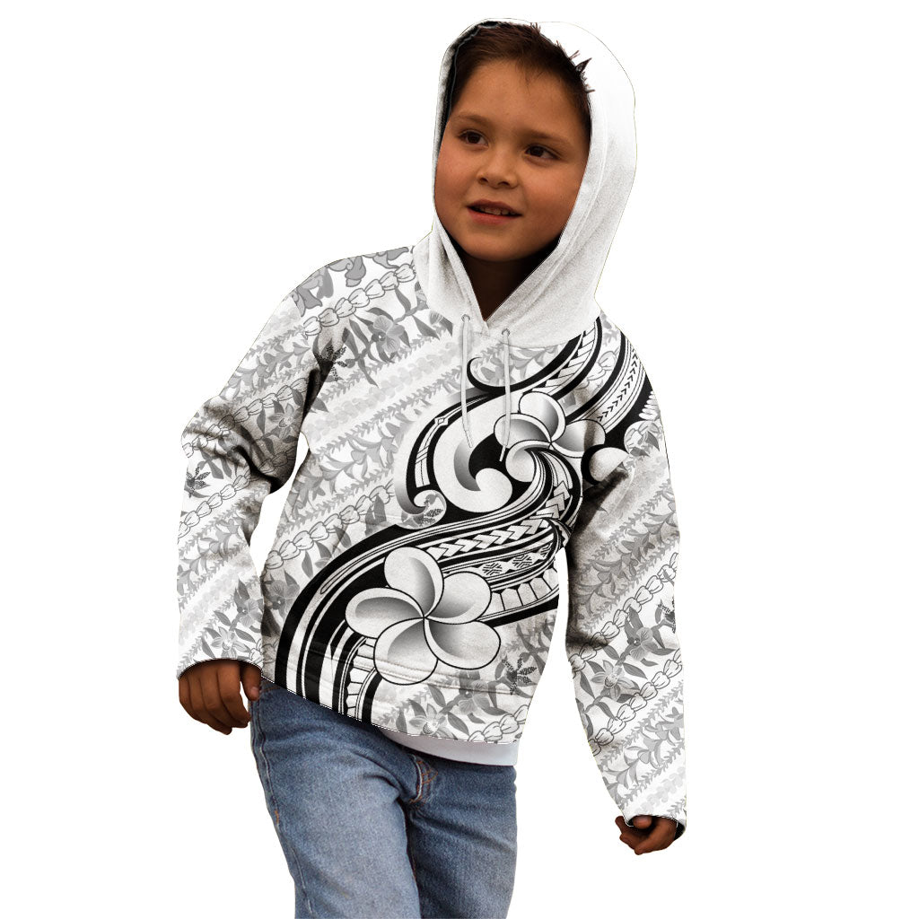 Hawaii Plumeria Lokelani Pikake Lei Kid Hoodie Ele'ele Polynesian Tattoo