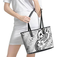 Hawaii Plumeria Lokelani Pikake Lei Leather Tote Bag Ele'ele Polynesian Tattoo LT9 - Polynesian Pride