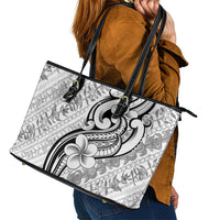 Hawaii Plumeria Lokelani Pikake Lei Leather Tote Bag Ele'ele Polynesian Tattoo LT9 - Polynesian Pride
