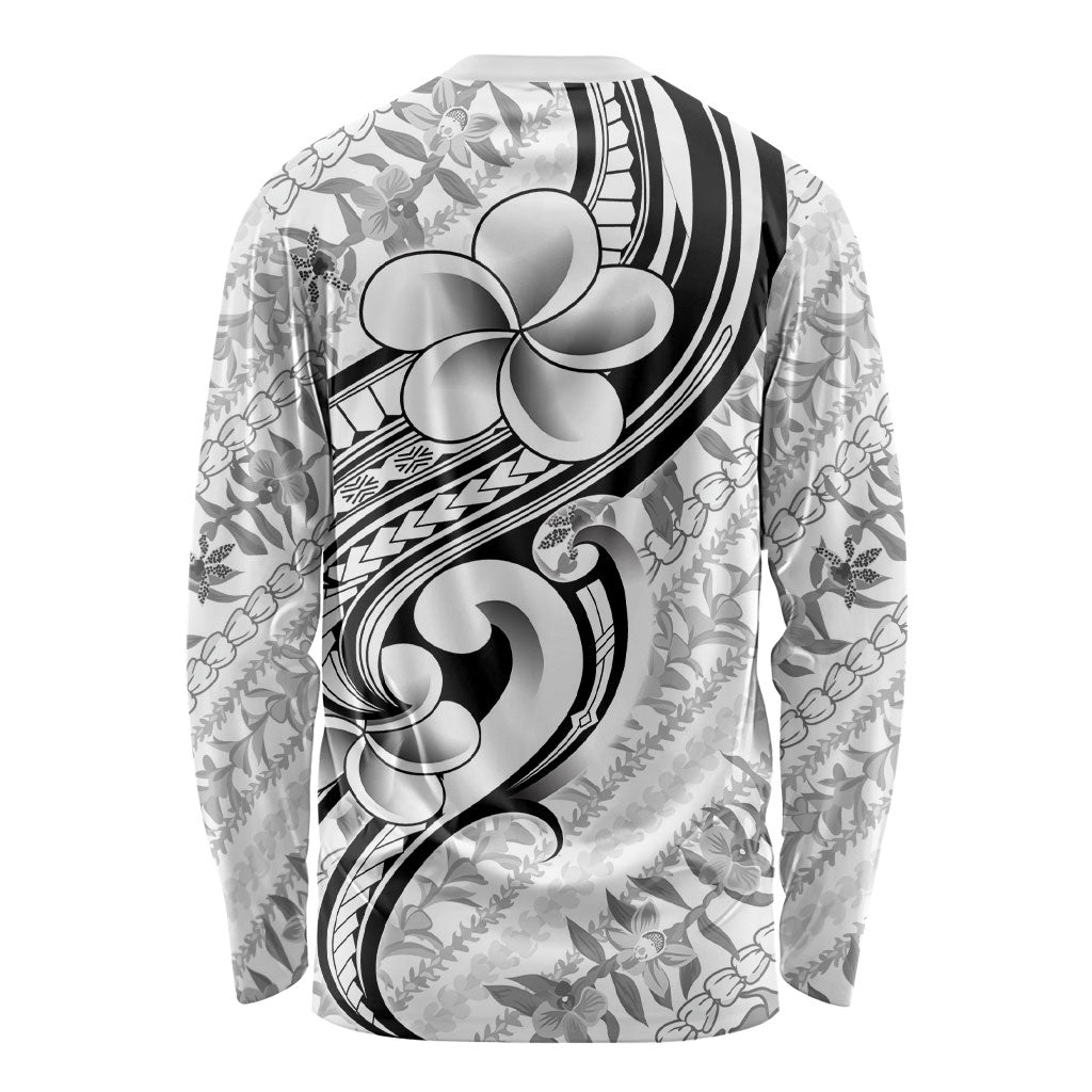 Hawaii Plumeria Lokelani Pikake Lei Long Sleeve Shirt Ele'ele Polynesian Tattoo