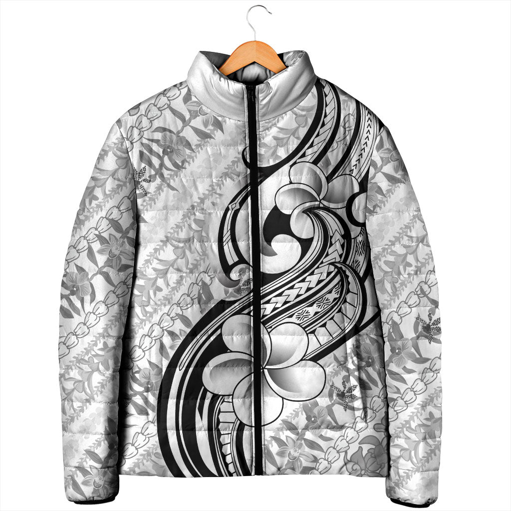 Hawaii Plumeria Lokelani Pikake Lei Padded Jacket Ele'ele Polynesian Tattoo