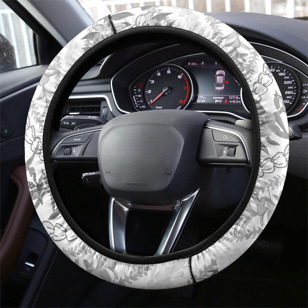 Hawaii Plumeria Lokelani Pikake Lei Steering Wheel Cover Ele'ele Polynesian Tattoo