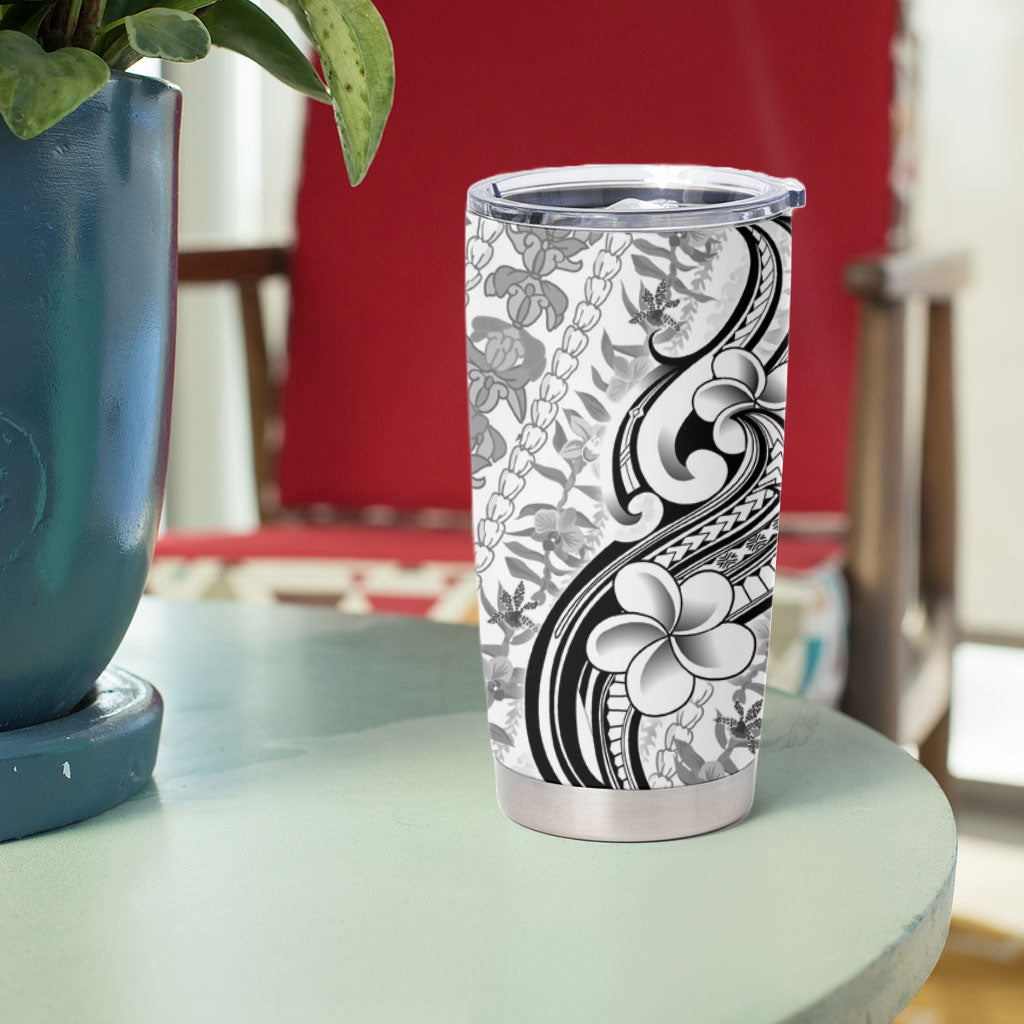 Hawaii Plumeria Lokelani Pikake Lei Tumbler Cup Ele'ele Polynesian Tattoo
