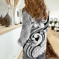 Hawaii Plumeria Lokelani Pikake Lei Women Casual Shirt Ele'ele Polynesian Tattoo LT9 - Polynesian Pride