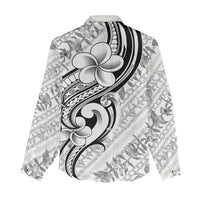 Hawaii Plumeria Lokelani Pikake Lei Women Casual Shirt Ele'ele Polynesian Tattoo LT9 - Polynesian Pride