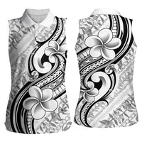 Hawaii Plumeria Lokelani Pikake Lei Women Sleeveless Polo Shirt Ele'ele Polynesian Tattoo