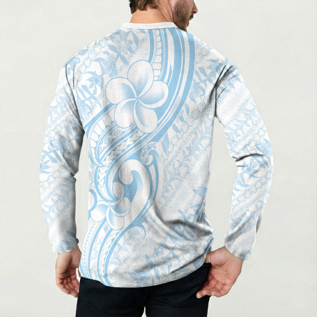Hawaii Plumeria Lokelani Pikake Lei Button Sweatshirt Uliuli Polynesian Tattoo