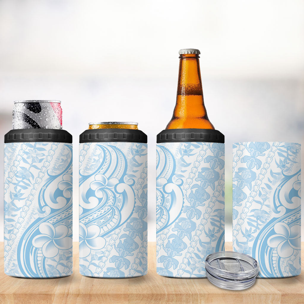 Hawaii Plumeria Lokelani Pikake Lei 4 in 1 Can Cooler Tumbler Uliuli Polynesian Tattoo
