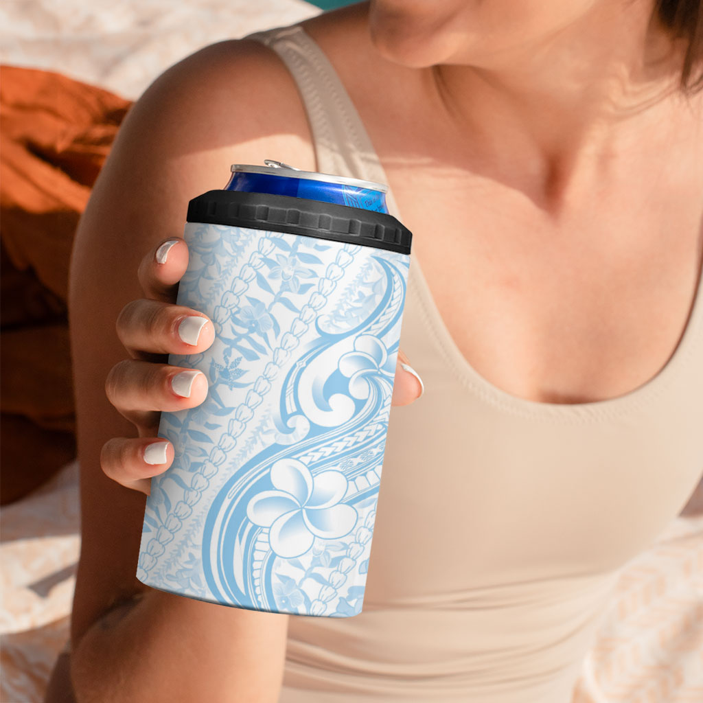 Hawaii Plumeria Lokelani Pikake Lei 4 in 1 Can Cooler Tumbler Uliuli Polynesian Tattoo
