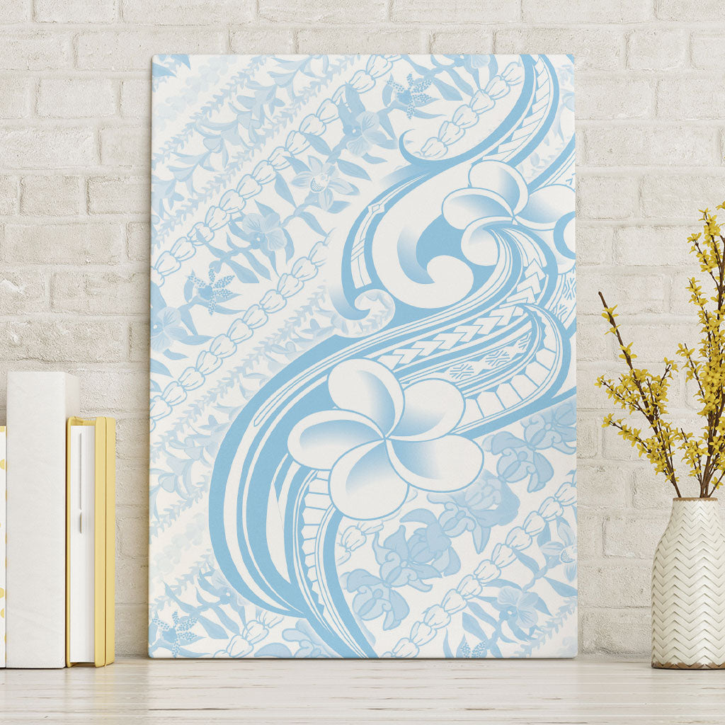 Hawaii Plumeria Lokelani Pikake Lei Canvas Wall Art Uliuli Polynesian Tattoo LT9 Without Frame Blue - Polynesian Pride