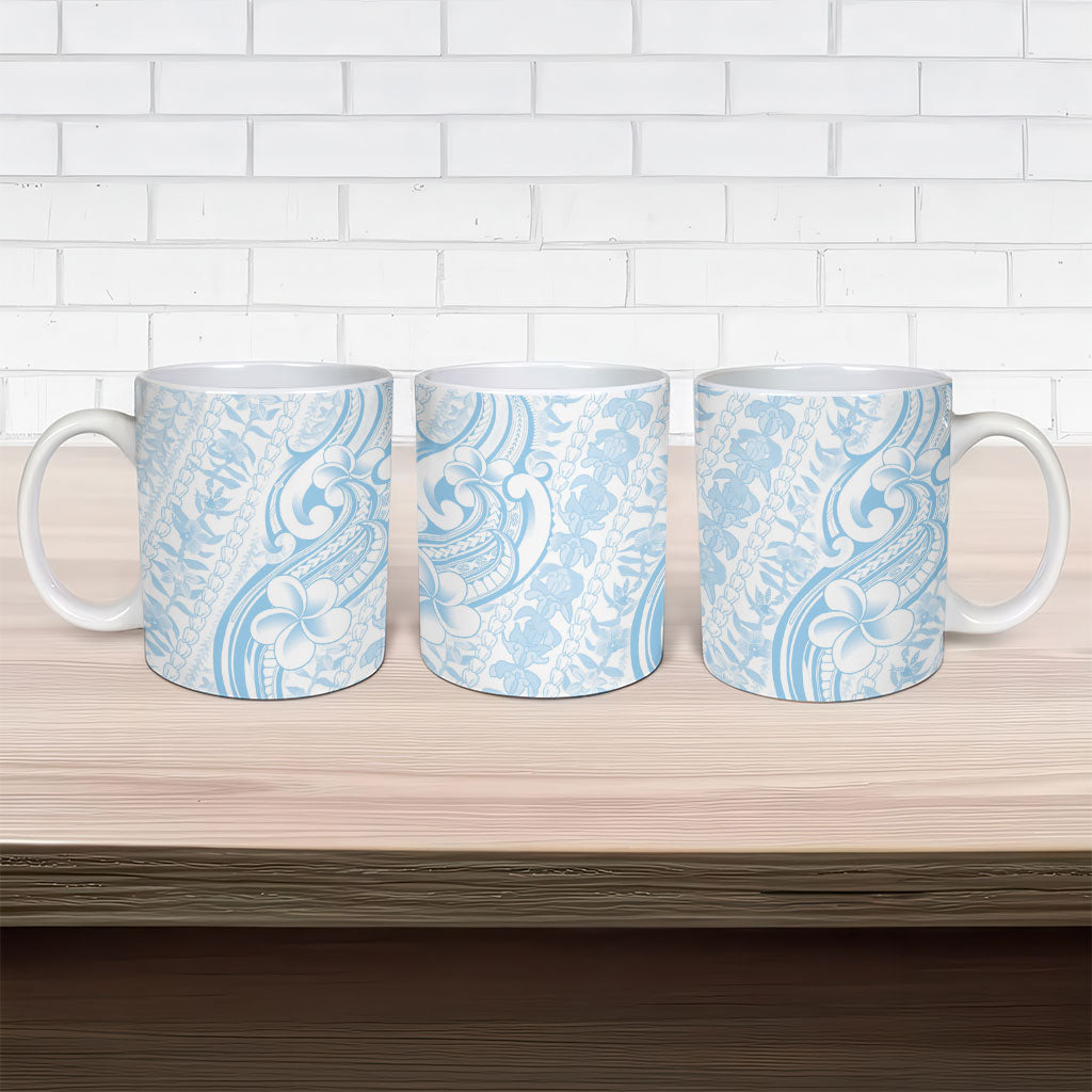 Hawaii Plumeria Lokelani Pikake Lei Ceramic Mug Uliuli Polynesian Tattoo