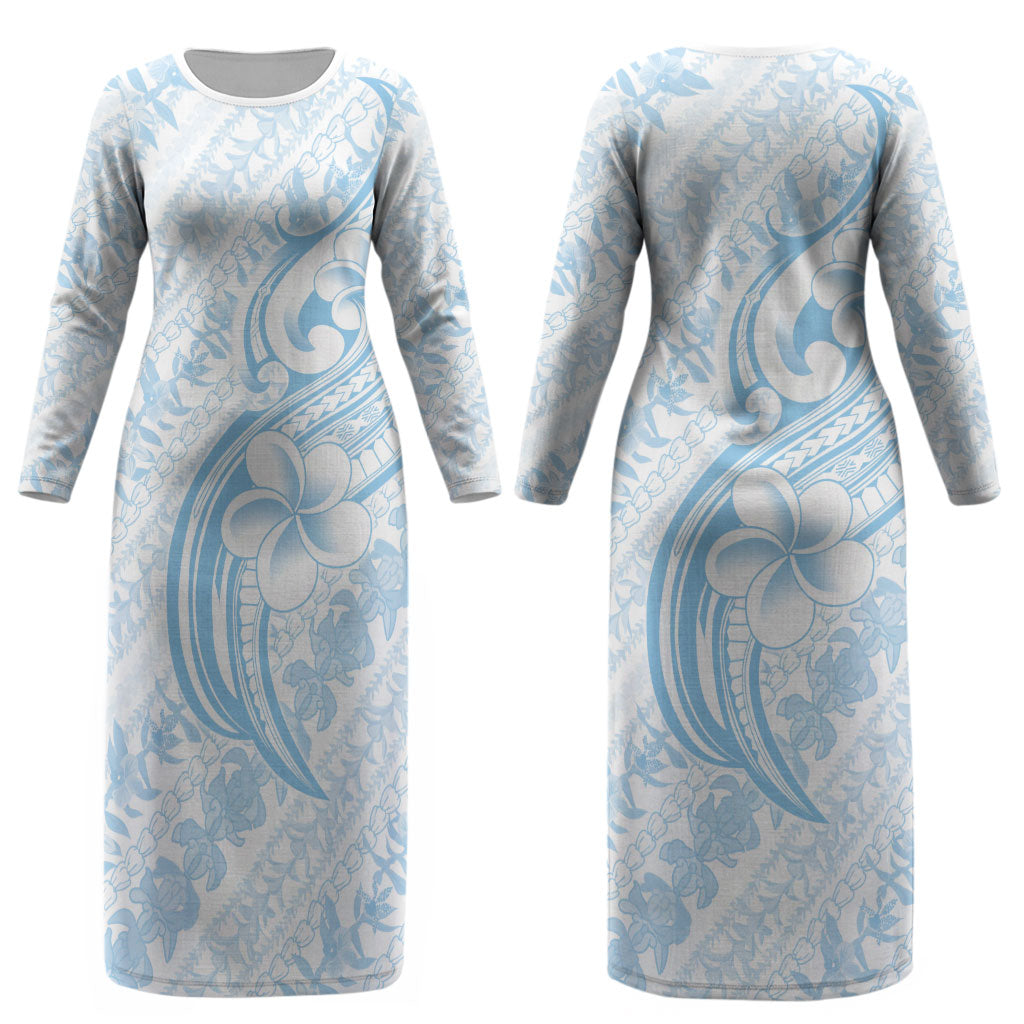 Hawaii Plumeria Lokelani Pikake Lei Couples Matching Long Sleeve Bodycon Dress and Hawaiian Shirt Uliuli Polynesian Tattoo LT9 - Polynesian Pride