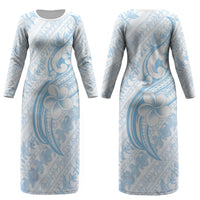 Hawaii Plumeria Lokelani Pikake Lei Couples Matching Long Sleeve Bodycon Dress and Hawaiian Shirt Uliuli Polynesian Tattoo LT9 - Polynesian Pride