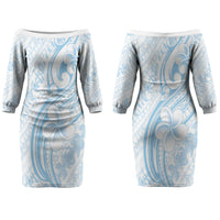 Hawaii Plumeria Lokelani Pikake Lei Couples Matching Off The Shoulder Long Sleeve Dress and Hawaiian Shirt Uliuli Polynesian Tattoo LT9 - Polynesian Pride