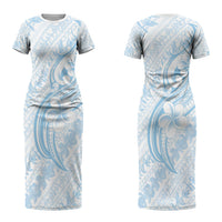 Hawaii Plumeria Lokelani Pikake Lei Couples Matching Short Sleeve Bodycon Dress and Hawaiian Shirt Uliuli Polynesian Tattoo LT9 - Polynesian Pride