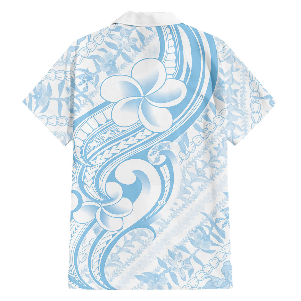 Hawaii Plumeria Lokelani Pikake Lei Family Matching Off Shoulder Short Dress and Hawaiian Shirt Uliuli Polynesian Tattoo