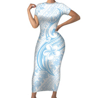 Hawaii Plumeria Lokelani Pikake Lei Family Matching Short Sleeve Bodycon Dress and Hawaiian Shirt Uliuli Polynesian Tattoo