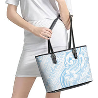 Hawaii Plumeria Lokelani Pikake Lei Leather Tote Bag Uliuli Polynesian Tattoo