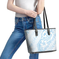 Hawaii Plumeria Lokelani Pikake Lei Leather Tote Bag Uliuli Polynesian Tattoo