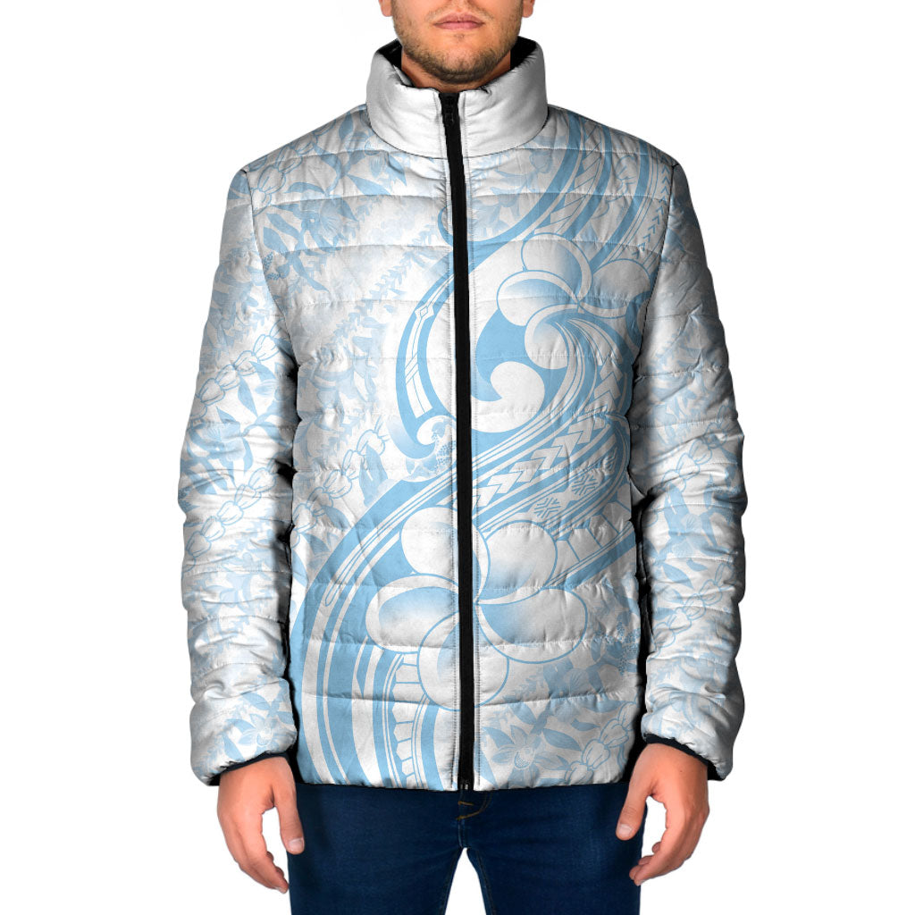 Hawaii Plumeria Lokelani Pikake Lei Padded Jacket Uliuli Polynesian Tattoo